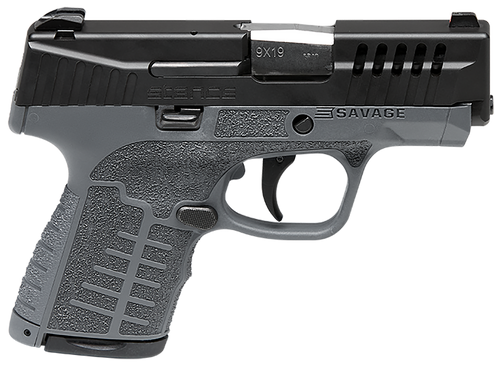 Savage Stance MC9 9mm, 3.2" Barrel, Black Slide, Gray, 3 Dot Sights, No Manual Safety, 8rd