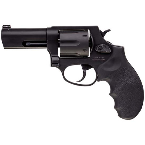Taurus 856 Defender 38 Special +P, 3" Barrel, Overall Matte Black Stainless Steel, Finger Grooved Black Hogue Rubber Grip, 6rd