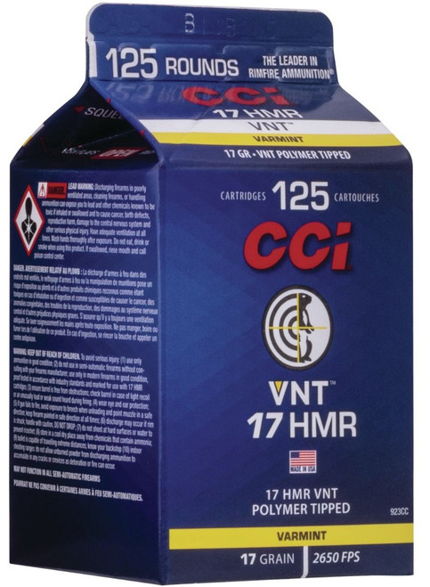CCI Varmint 17 HMR 17gr, 2650 fps Varmint Tipped 125 Bx/10 Cs