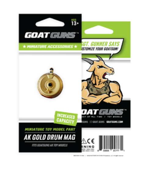 Goat Guns, AK Drum Magazine for Ak47 Goatgun Models, Gold, 10rd 