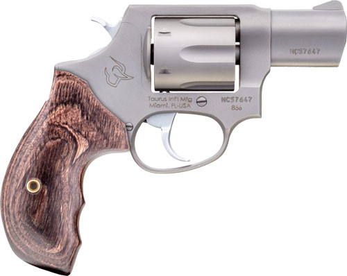 Taurus 856 38 SPL+P, 2" Stainless Steel Barrel, Stainless Finish, Walnut Grip, 6rd