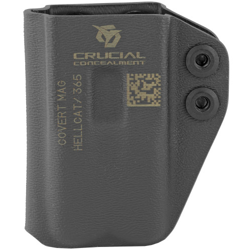 Crucial Concealment Covert Mag, Inside Waistband Mag Pouch, Ambidextrous, Kydex, Black, Fits Springfield Hellcat/Sig P365 Magazines