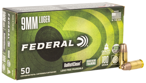 Federal BallistiClean 9mm, 100gr, Lead-Free Frangible, 50Bx/20Cs