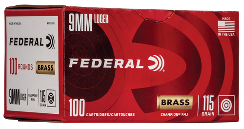 Federal Ammo American Eagle 9mm, 124gr, FMJ, 100Bx/5Cs