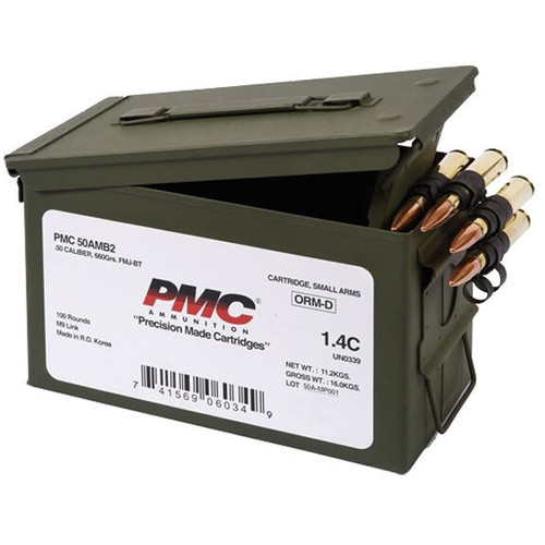 PMC 50 BMG, 660 gr, FMJ Boat Tail Linked, 100rd Can
