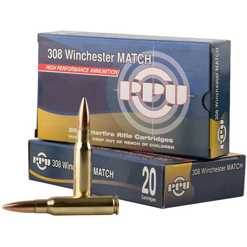 PPU Match Rifle 308 Win, 168gr, Hollow Point Boat-Tail, 20Bx/10Cs