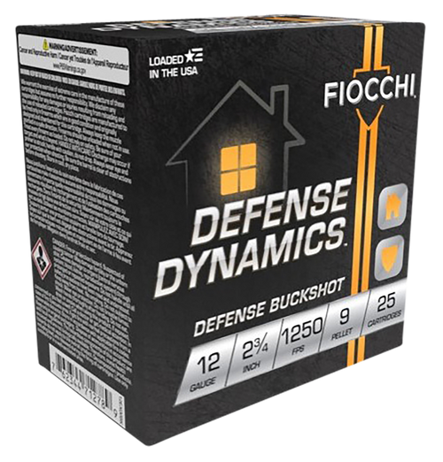 Fiocchi Dynamics Defense 12 Ga, 2.75", Buckshot, 25rd Box
