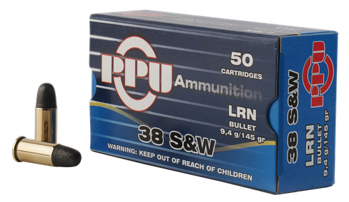 PPU Handgun Defense 38 S&W 145gr, Lead Round Nose, 50rd Box