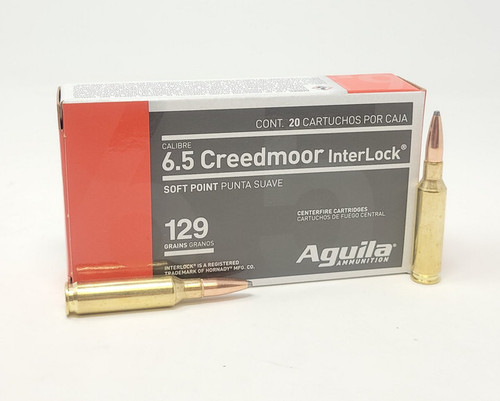 Aguila 6.5 Creedmoor, 129gr, Boat Tail Soft Point, 20rd Box