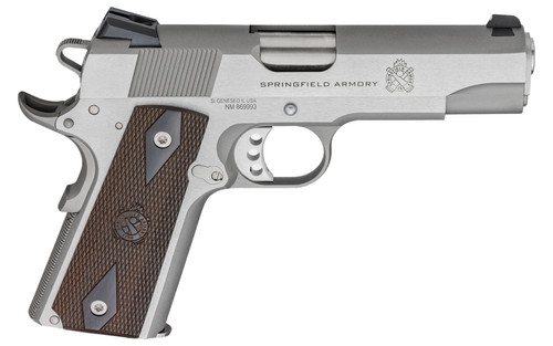 Springfield 1911 Garrison 45 ACP, 4.25" Barrel, Stainless Steel, Wood Grips, 7rd