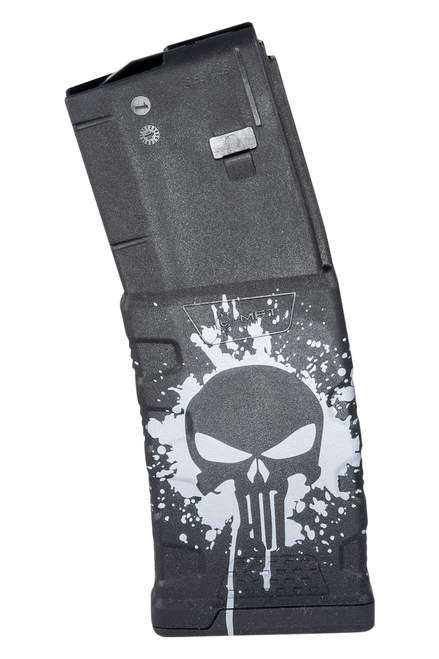 Mission First Tactical Magazine 223/5.56x45mm, White Punisher Skull Splatter, For AR-15/M4, 30rd