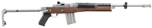 Ruger Mini-14 Tactical Folder 223/5.56x45mm, 18.5" Threaded Barrel, Walnut Stainless Folding Stock, Black Grip, 20rd