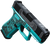 Glock G43X 9mm 10rd, 3.41" Black GMB Barrel Black White Scroll Cerakote Serrated Steel Slide, Tiffany Blue Lace Rose Cerakote Polymer & Grip