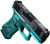 Glock 43X 9mm 10rd, 3.41" Black GMB Barrel Black White Scroll Cerakote Serrated Steel Slide, Tiffany Blue Lace Rose Cerakote Polymer & Grip