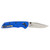 Hogue Deka, Folding Knife, CPM MagnaCut, Stone Tumble Finish, Silver, Plain Clip Point Edge, 3.25" Blade, Blue Polyamide Nylon 12 Grips