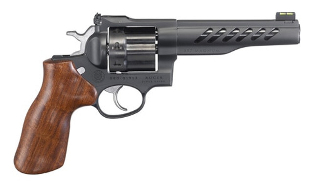 Ruger Super GP100 357 Mag/38 Spec 5.5" Barrel Hogue Hardwood Grip Black PVD Finish, 8 Round