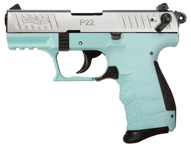 Walther P22 QD .22 LR, 3.42" Barrel, Adj. Sights, Angel Blue, 10rd