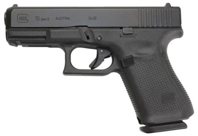 Glock G19 Gen5, 9mm, 4" Barrel, Fixed Sights, Modular Backstrap, 15rd