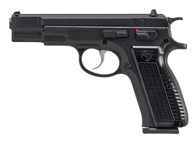 CZ 75 B Retro 9mm, 4.6" Barrel, 3-Dot Fixed, Manual Safety, Black, 16rd