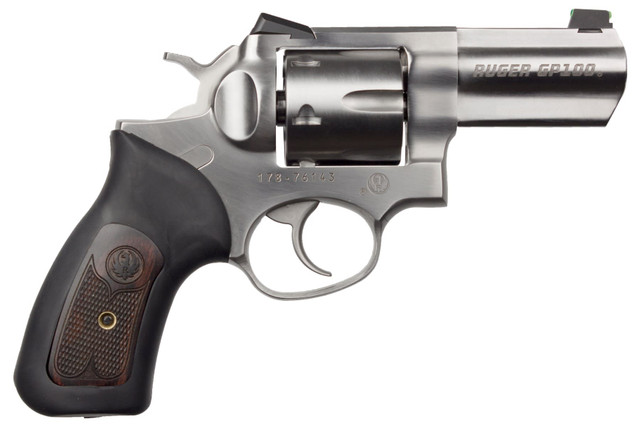 Ruger GP100 Wiley Clapp II .357 Mag, 3" Barrel, Rubber Grips W/ Wood Inlay, NS, Stainless, 7rd