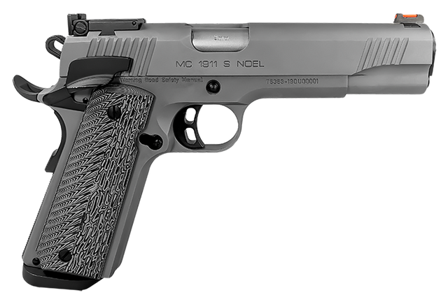 Girsan MC1911 45 ACP, 5" Barrel, Stainless Steel, Black/Gray G10 Grips, Fiber Optic Sight, 8rd