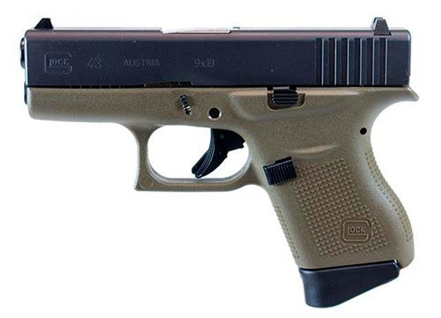 Glock 43 AUS *USED* 9mm, 3.39" Barrel, Fixed Sights, OD Green, 6rd