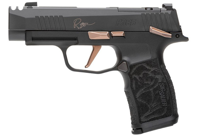 Sig P365XL Rose 9mm, 3.1" Barrel, Compensated Slide, Rose Gold, Grip Engraving, 12rd