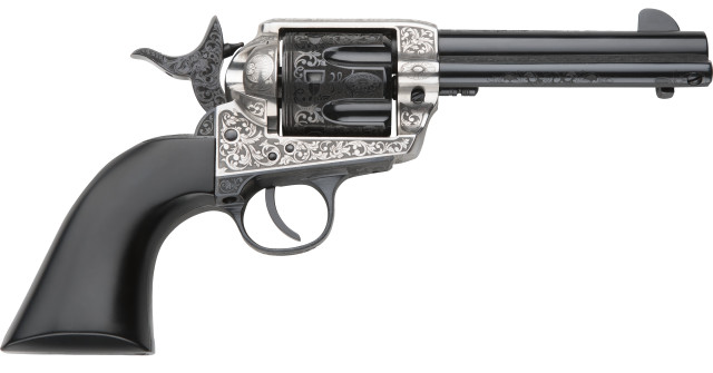 Pietta 1873 Rio .45 LC, 4.75'' Barrel, Silver/Black, Engraved Frame/Barrel, 6rd