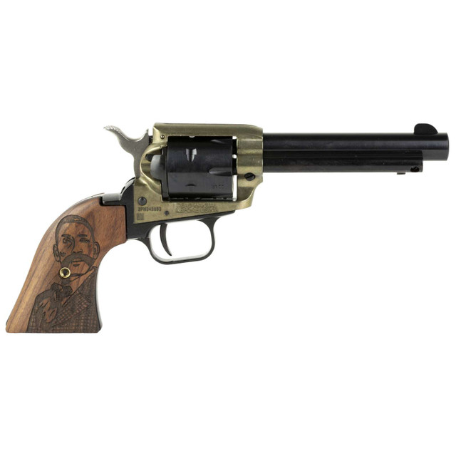 Heritage Rough Rider Revolver 22 LR, 4.75" Barrel, Laser Engraved Wood Grips, 6rd