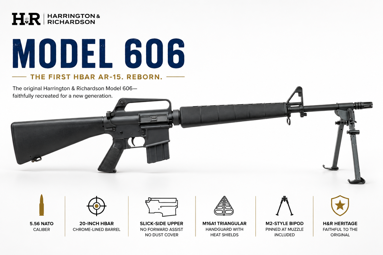 H&R Model 606 for Sale | First Heavy-Barrel AR-15 | Impact Guns