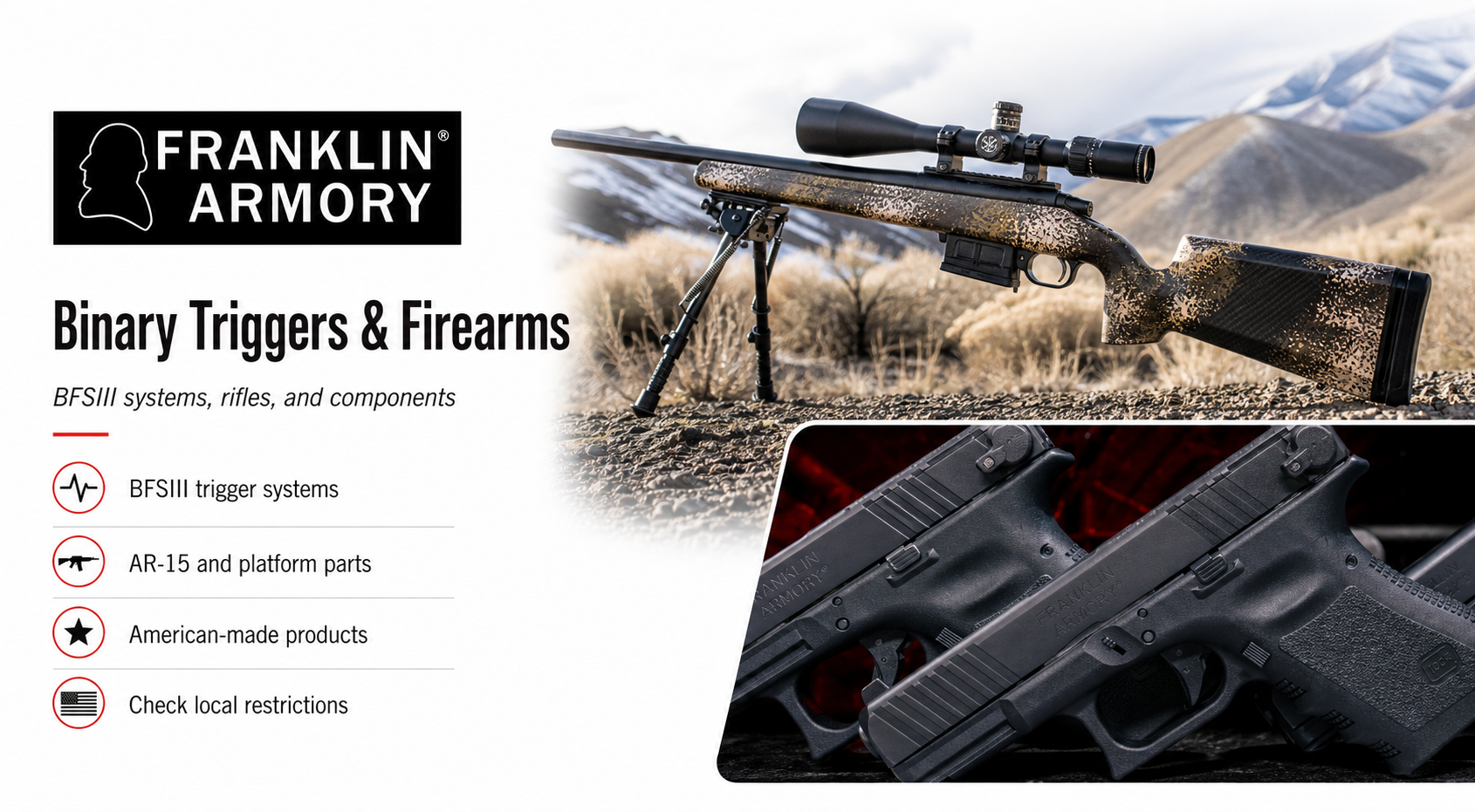 Franklin Armory for Sale — Binary Triggers & AR-15 Rifles | Impact Guns
