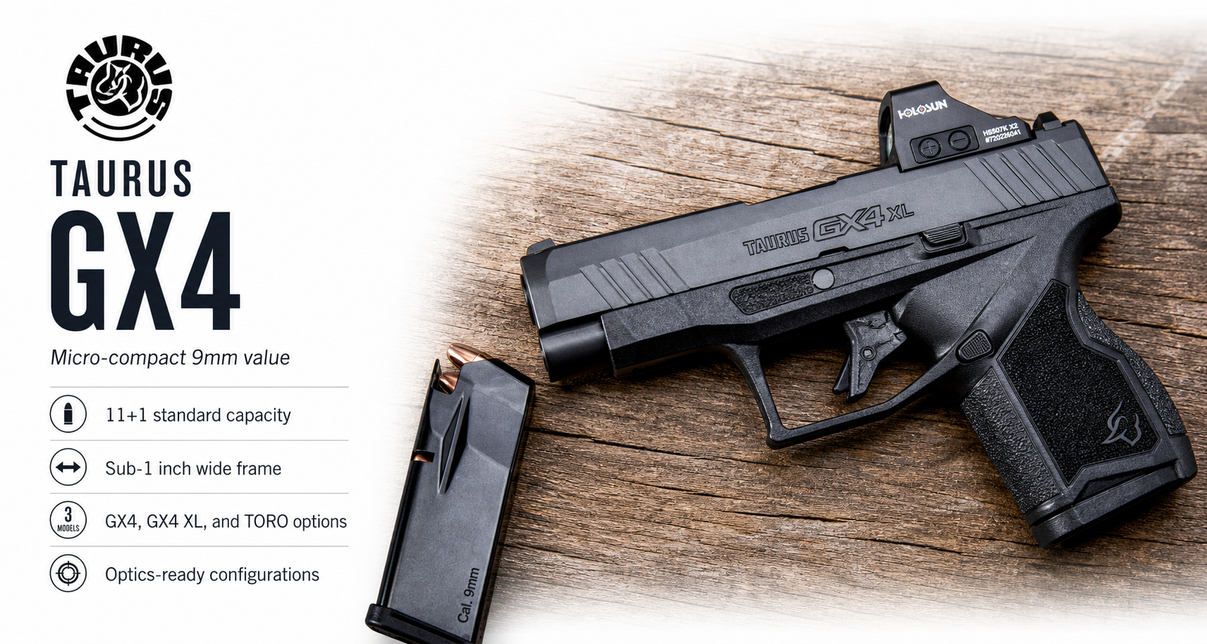 Taurus GX4 for Sale — Micro-Compact 9mm Pistol | GX4, GX4 XL & TORO | Impact Guns