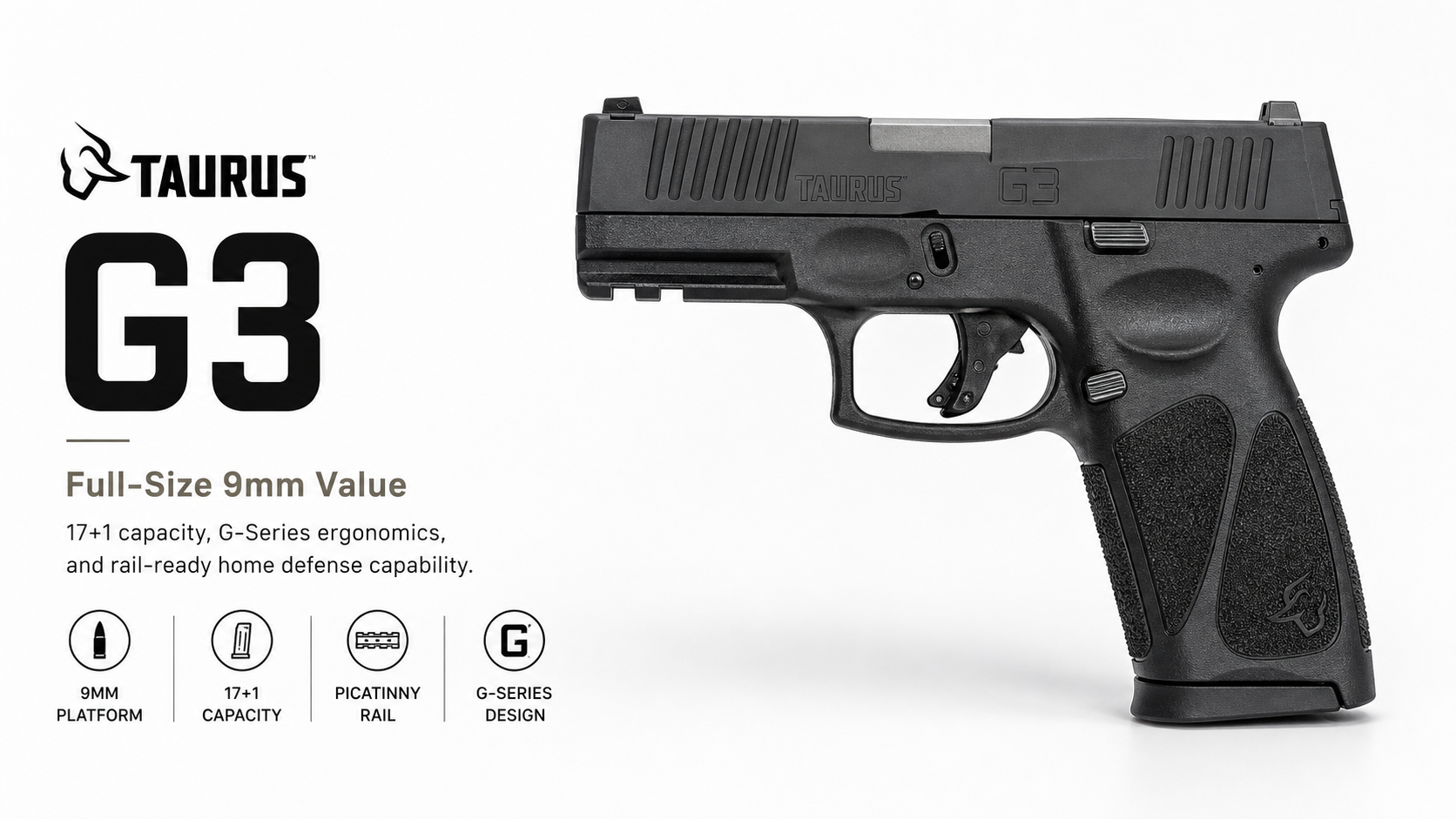 Taurus G3 for Sale — Full-Size 9mm Pistol with 17-Round Magazine | Impact Guns