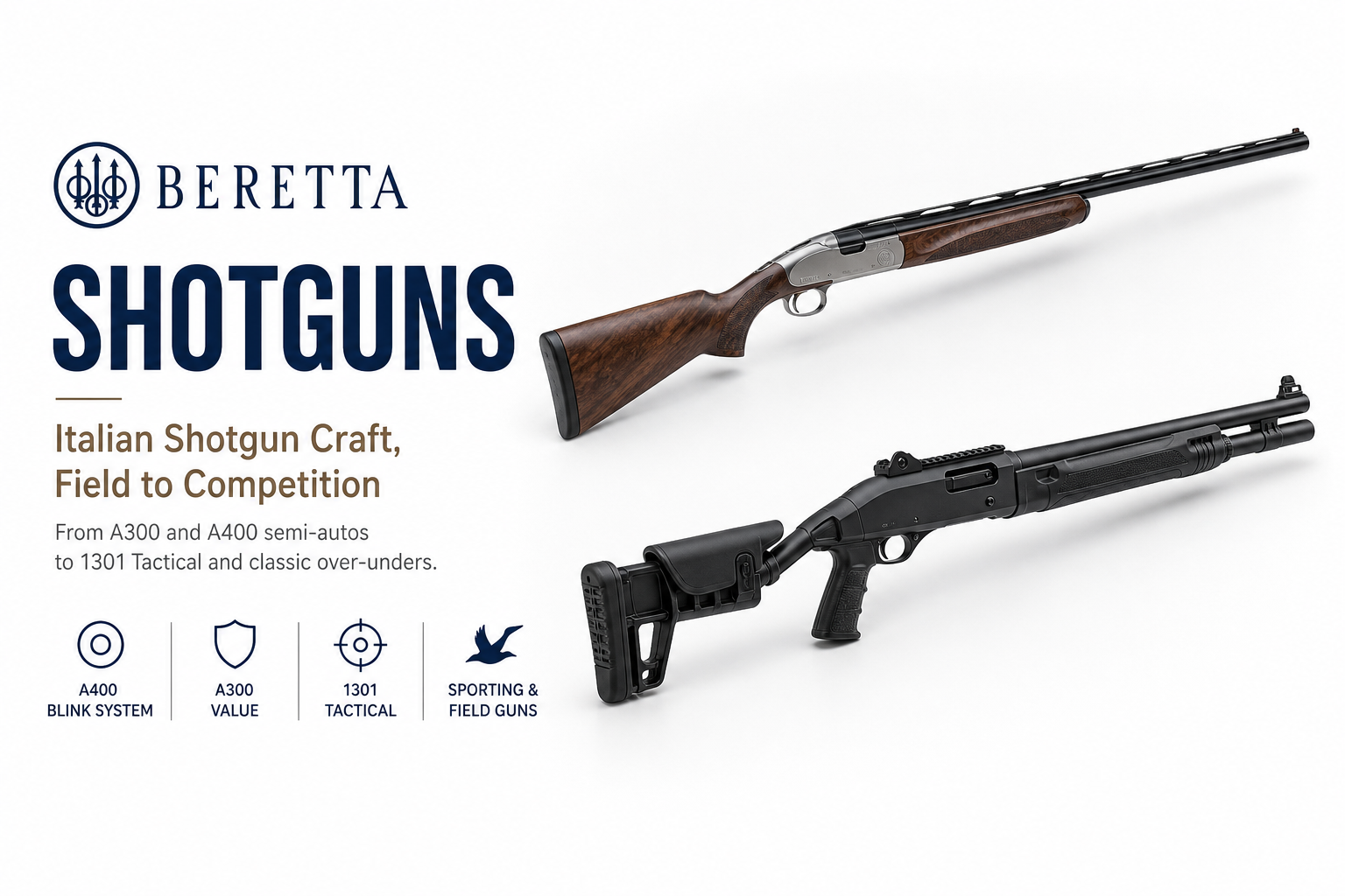 Beretta Shotguns for Sale | A400, Silver Pigeon, 1301 & More | Impact Guns