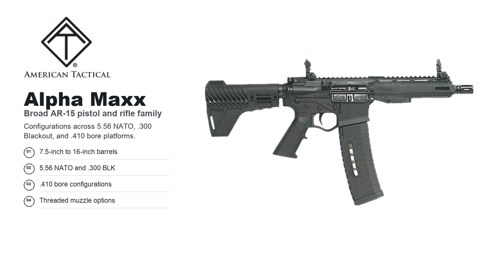 ATI Alpha Maxx for Sale — AR-15 Pistol & Rifle in 5.56, .300 BLK & .410 | Impact Guns