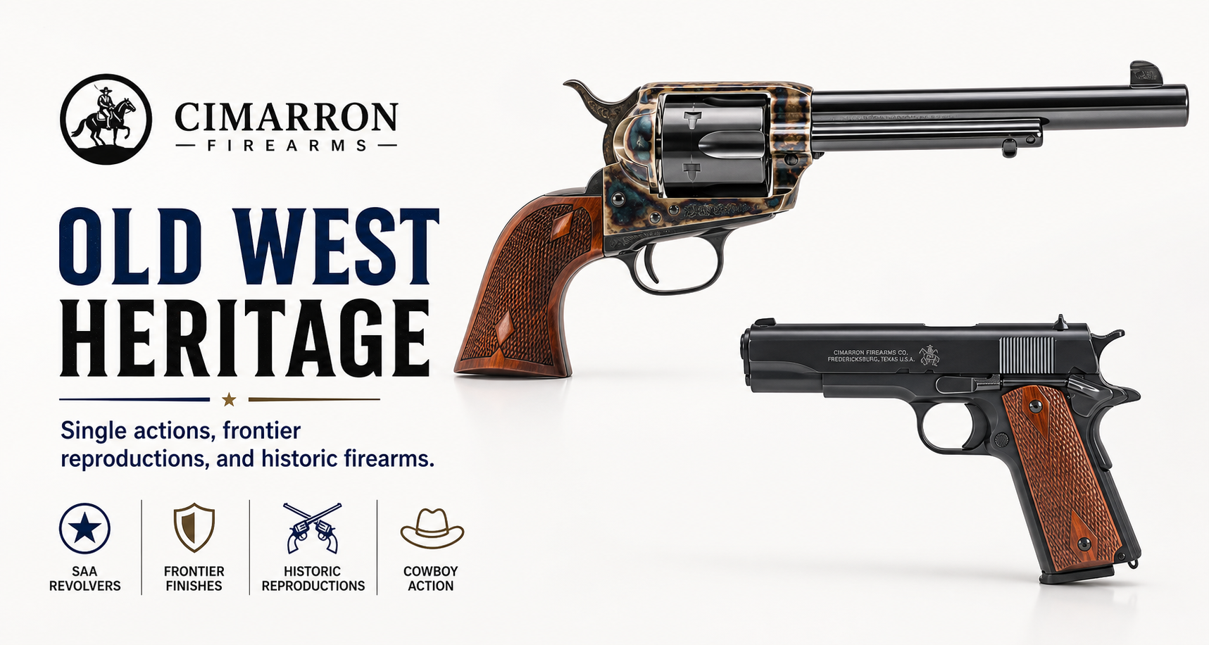 Cimarron Firearms for Sale — SAA Revolvers, Rifles & Old West Reproductions | Impact Guns
