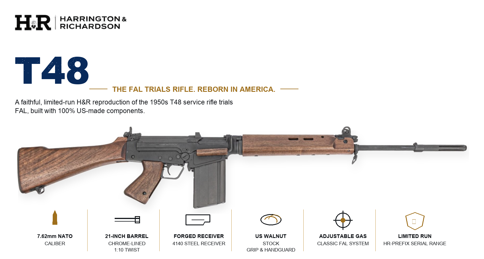 H&R T48 Rifle for Sale — US-Made FAL Reproduction in 7.62 NATO | Impact Guns