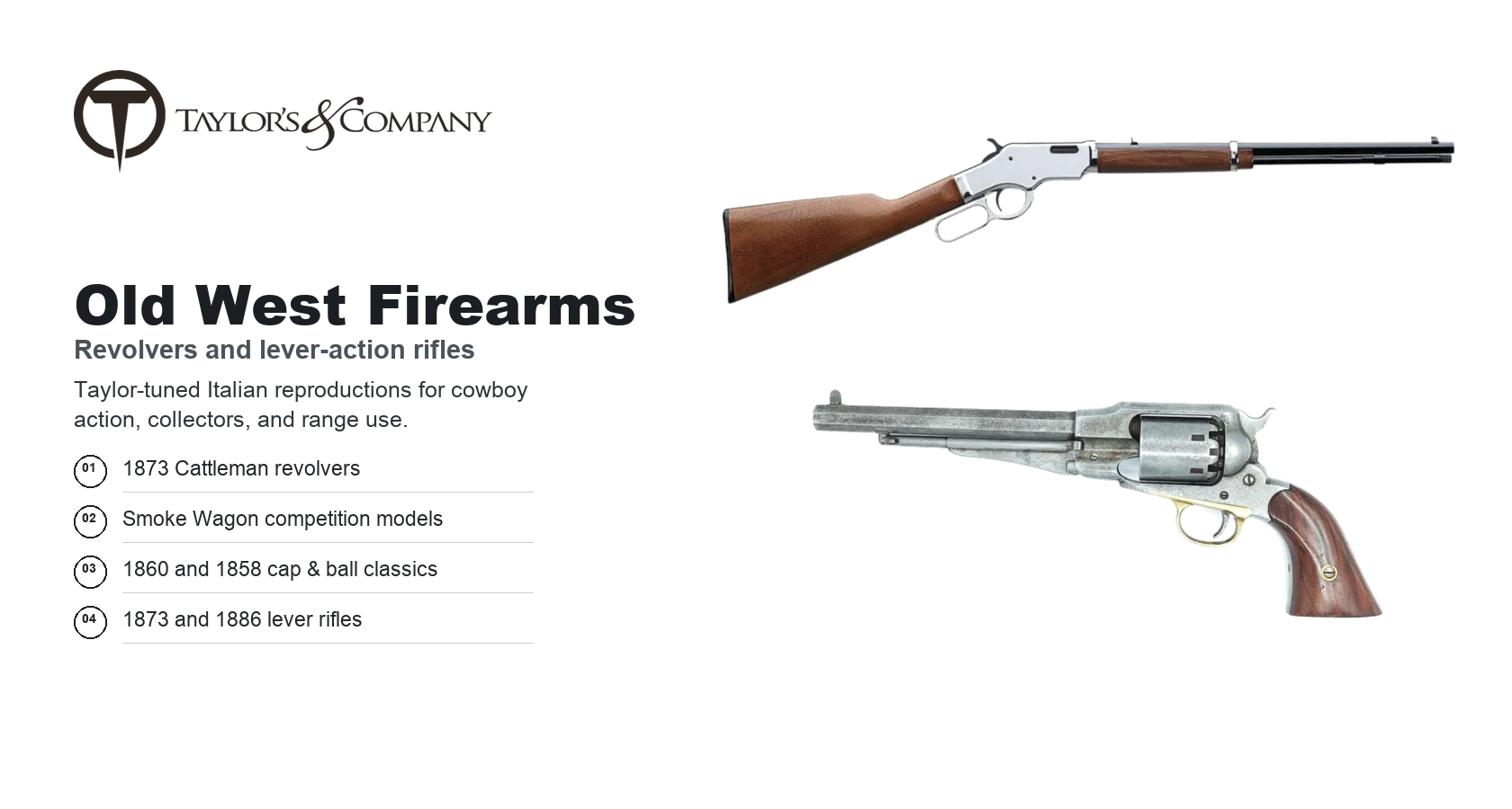 Taylor's & Co Firearms — Cowboy Action Revolvers, Lever Actions & More | Impact Guns