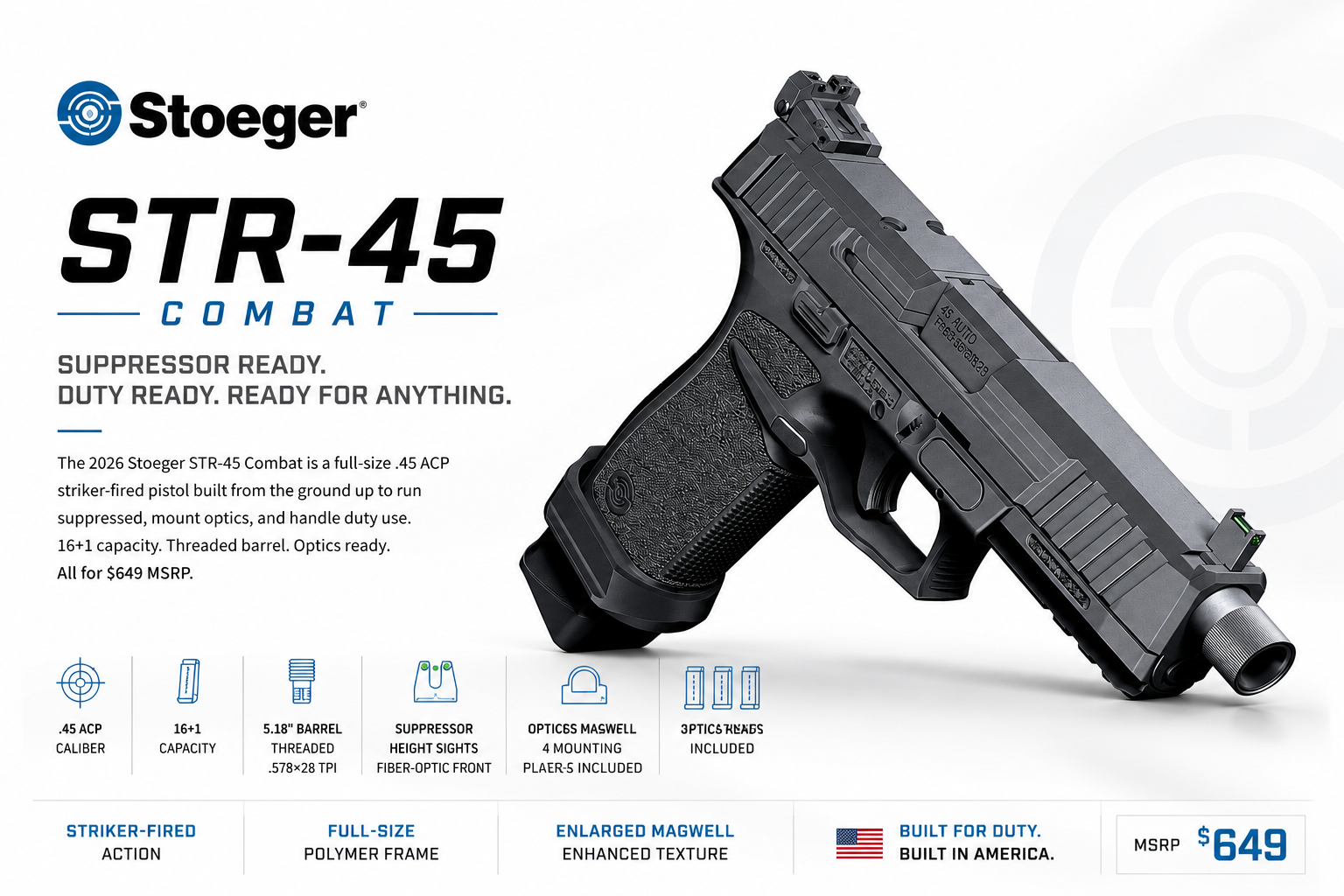 Stoeger STR-45 Combat for Sale | .45 ACP Duty Pistol | Impact Guns