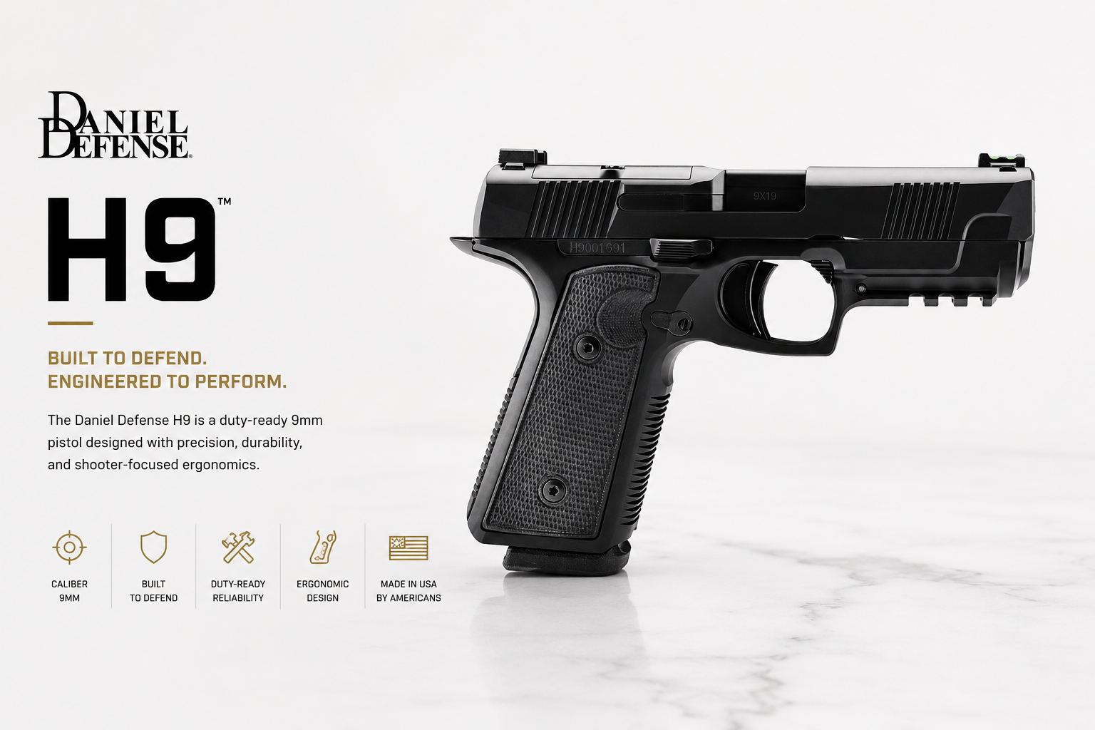 Daniel Defense H9 for Sale | 9mm Aluminum Frame Pistol | Impact Guns