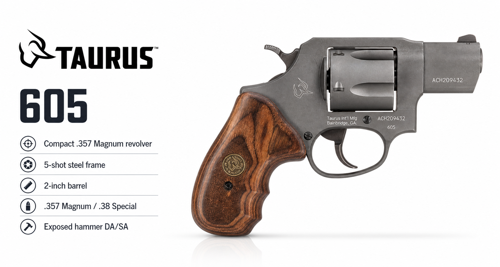 Taurus 605 for Sale — .357 Magnum Snub-Nose Revolver | Impact Guns