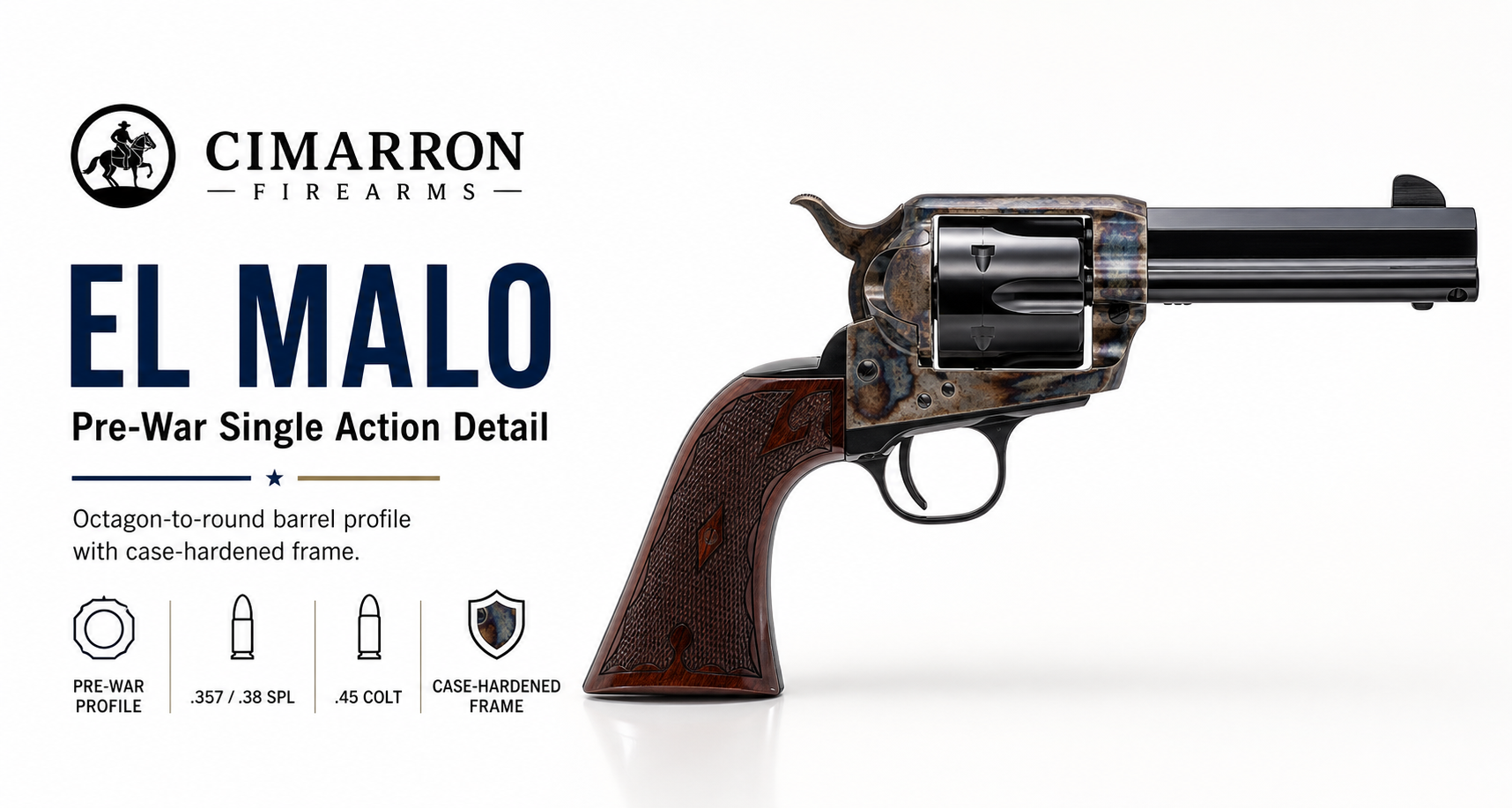 Cimarron El Malo for Sale — Pre-War SAA Revolver in .357 Mag & .38 Special | Impact Guns