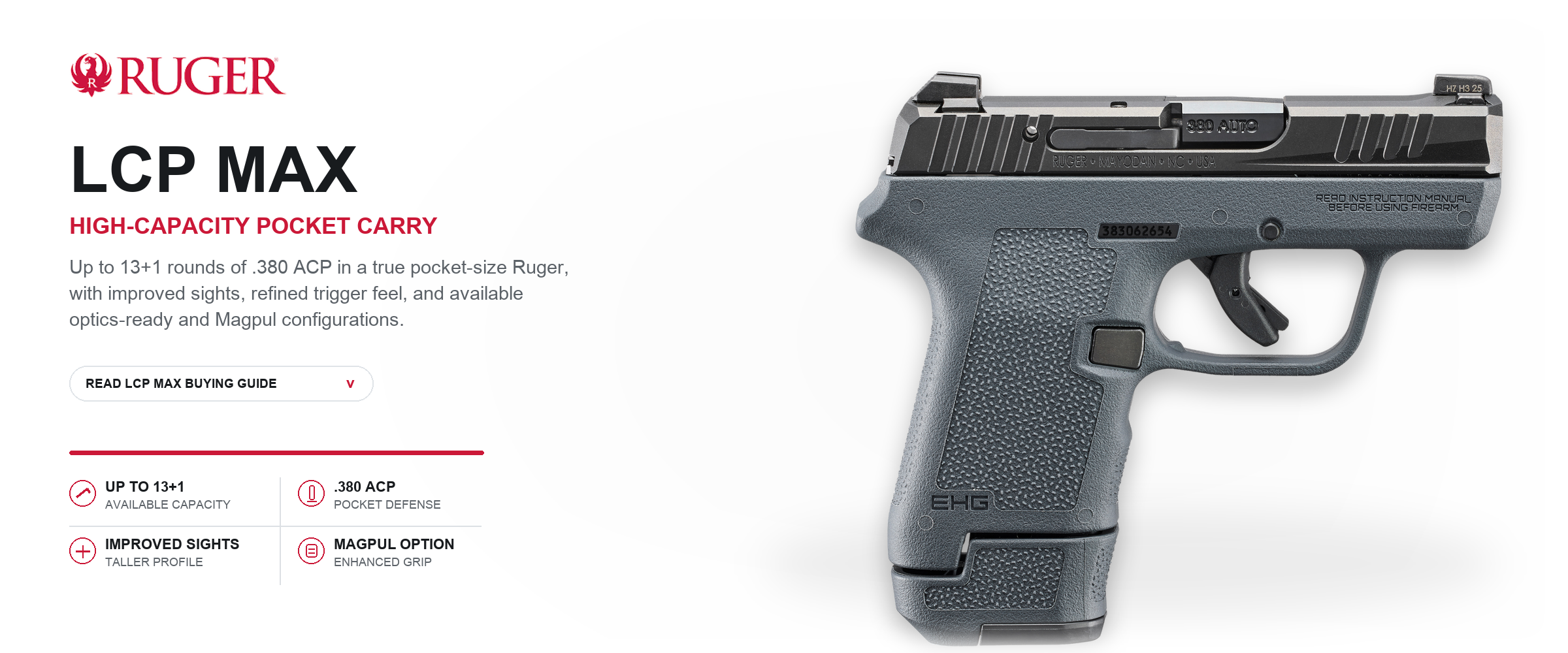 Ruger LCP Max for Sale | .380 ACP Pocket Pistol | Impact Guns