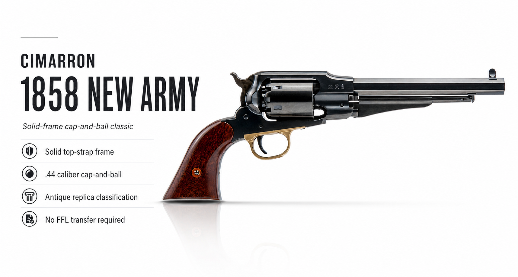 Cimarron 1858 New Army for Sale — Cap & Ball and Cartridge Conversion Revolvers | Impact Guns