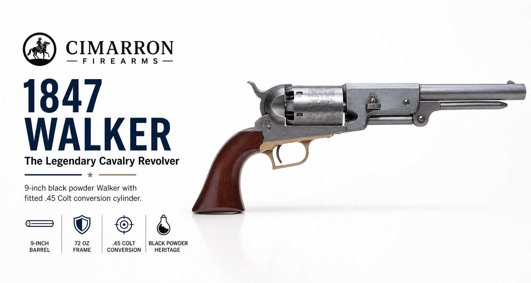 Cimarron 1847 Walker for Sale — Cap & Ball Revolver with .45 Colt Conversion | Impact Guns