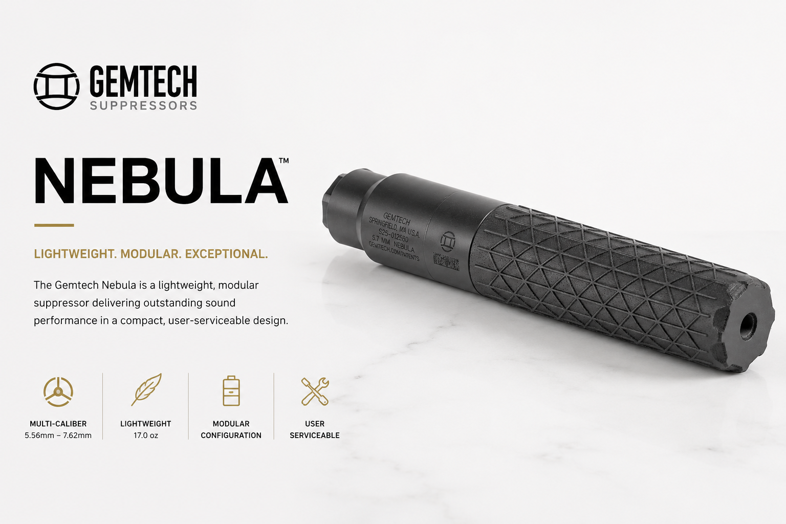Gemtech Nebula 5.7 Suppressor for Sale | 5.7x28mm & Rimfire | Impact Guns