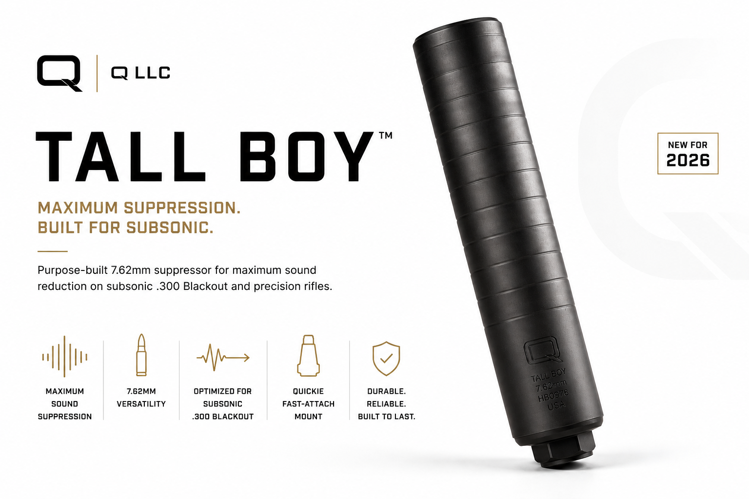 Q Tall Boy Suppressor for Sale | 7.62mm Maximum Sound Suppression | Impact Guns
