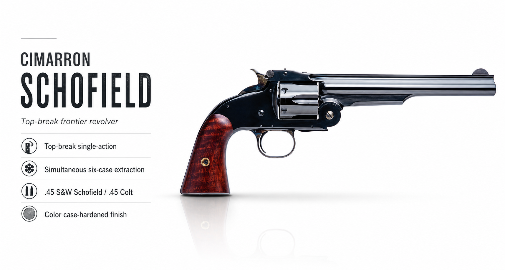 Cimarron Schofield for Sale — Top-Break .45 S&W & .45 Colt Revolver | Impact Guns