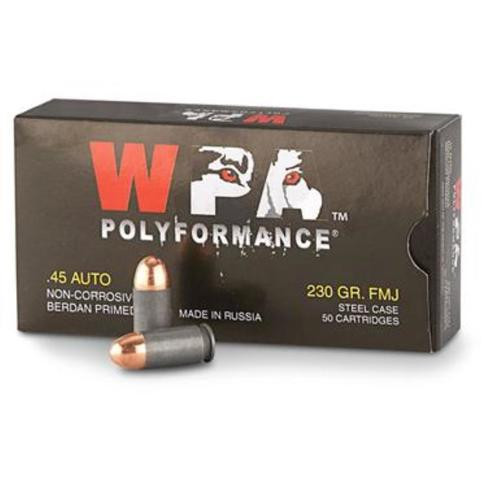 Wolf .45 ACP 230gr FMJ Steel – 50rd
