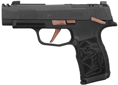 Sig Sauer P365XL Rose 9mm, 3.1" Barrel, Black, Rose Laser Engraved Grip Module, CA Compliant, 10rd